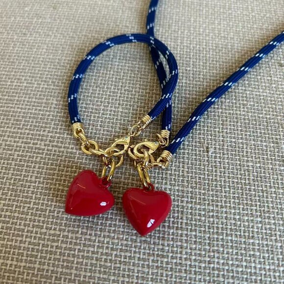 *Set* Roxanne Assoulin The Happy Cord Charm Necklace & Bracelet Set Blue/Red - Picture 5 of 5